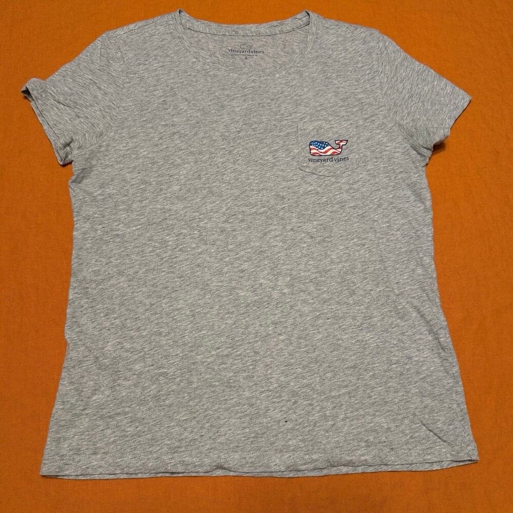 American Flag USA 250 Red White & Blue Vineyard Vines Whale Baby Pocket Tee